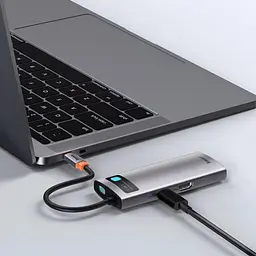 USB-Хаб Baseus USB-C Metal Gleam Series 5in1 Gray (CAHUB-CX0G) - мініатюра 6