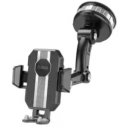 Тримач для телефону в авто на присосці автотримач телефону чорний Hoco DCA33 Powerful suction cup - мініатюра 6