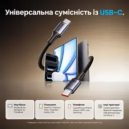 Кабель Vention TSGBH USB-C - USB-C PD 100 Вт 2 м чорний (TSGBH) - мініатюра 6