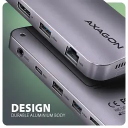 Концентратор AXAGON USB-C 12-in-1 HDMI + DisplayPort + RJ45 1000Mbps + PD100W aluminum gray (HMC-12GM2) - мініатюра 7