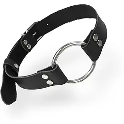 Кляп Art of Sex - Gag Ring Metal Металеве кільце із натуральної шкіри, колір Чорний - мініатюра 2