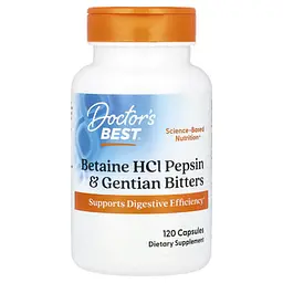 Бетаїн Betaine HCL Pepsin & Gentian Bitters 120 Capsules Doctor's Best vit0006495