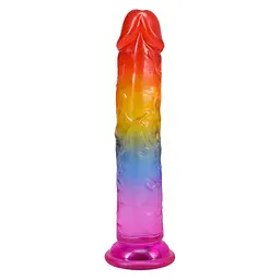 Ділдо Doc Johnson Crystal Jellies 7 Inch Classic Dong Rainbow, 17.8 см - мініатюра 4
