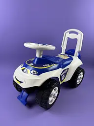 Толокар музичний 0142/11 "Автошка" Doloni-toys Долоні Поліція, біло-синій, звукові ефекти для дітей від 1 року
