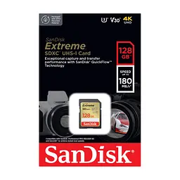 Карта пам'яті SanDisk 128GB SD class 10 UHS-I Extreme (SDSDXVA-128G-GNCIN) - мініатюра 3
