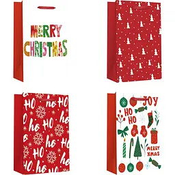 Набір пакетів паперових Malevaro Medium Xmas Ho ho дизайн 1, 17.8x9.8x22.9 см 210г/м2 4 шт. (762305ML/4)