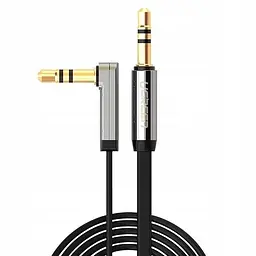 Аудіокабель UGREEN AV119 3.5mm Male to 3.5mm Male Straight to angle flat Cable 2m (чорний)(UGR-10599)