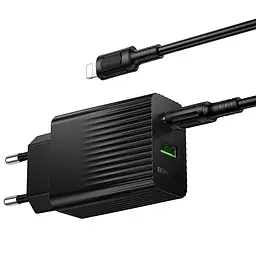МЗП Borofone BAS76A Source PD30W+QC3.0 (1USB-A/1C) + кабель Type-C to Lightning Black - мініатюра 4