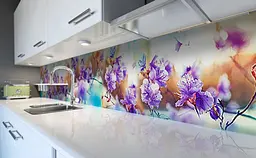 Вініловий кухонний фартух Пишні квіти на гілці наклейка для кухні Фіолетовий 65х250 см Happy Pocket Z181445 - мініатюра 6