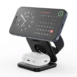 БЗП WIWU Wi-W035 Kevlar Mag Go 3 in 1 wireless charger Black