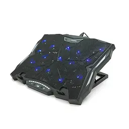 Підставка під ноутбук IceCoorel K12, 10-17", 15 * 60mm 2500±10% RPM, корпус пластик + алюміній, TYPE-C + USB, 400x305x39mm, Black, Box, Q10 - мініатюра 3