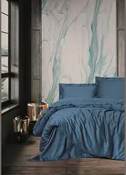 Комплект постільної білизни полуторний 160х220 Elegant - Dark Blue сатин TC303375723