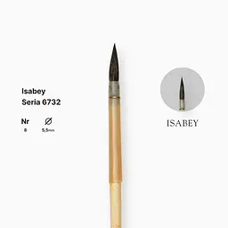 Пензель білка кругла натуральна Isabey, №8, перо, коротка ручка - мініатюра 2