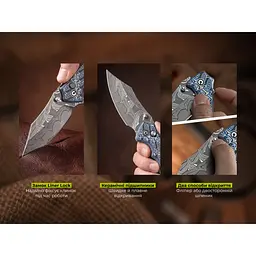 Ніж складаний туристичний Civivi Pentad (8.8 см) Damascus / Micarta синій/білий - мініатюра 14