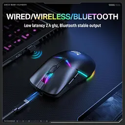 Комп'ютерна мишка Onikuma ігрова CW-98 Pro бездротова 12000 DPI RGB підсвітка 3 режими підключення для ПК ноутбука - мініатюра 9
