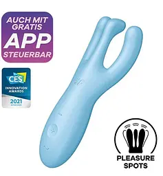 Вібратор для клітора Satisfyer Threesome 4 14 см блакитний - мініатюра 5