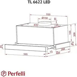 Витяжка телескопічна Perfelli TL 6622 BL 1000 LED - мініатюра 10