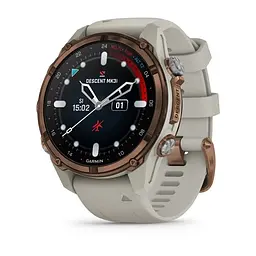 Смарт-годинник Garmin Descent Mk3i 43 мм бронзовий PVD титановий з силіконовим ремінцем французький сірий