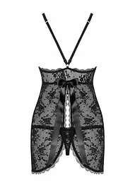 Пеньюар та трусики-стрінги Obsessive Behindy L/XL чорний - мініатюра 7