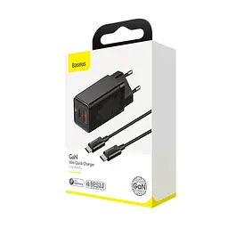 Блок живлення BASEUS 45W мережевий адаптер GAN mini 2 type-C usb-C+C вихода - мініатюра 3