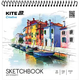 Скетчбук для акварелі Kite Creative 21х21 см 20 аркушів (K-1285)