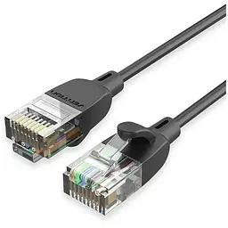 Патч-корд 0.5м, UTP cat 6A RJ-45 slim black Vention (IBIBD)
