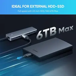Хаб USB 3.1 Type-C -> 4xUSB 3.0 Grey CM219 Ugreen - мініатюра 4