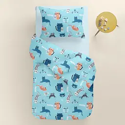 Дитяча постільна білизна в ліжечко CATS CS24, бірюзовий (CatsMilkSky_58LightBlue_140) - мініатюра 2