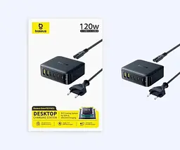 Зарядный адаптер – блок Baseus 120W E0120T EnerFill FH21 6 выходов 2U + 4C (кабель евро вилка)