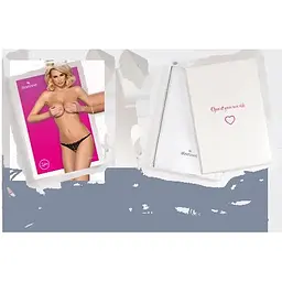 Мереживні танги з двома отворами Obsessive 831-THC-1 crotchless Thong S/M, чорні, бантики - мініатюра 8