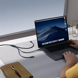 Кабель Baseus Silky One-for-Three Fast Charging Type-C to Micro USB+Lightning+Type-C 100W 1.5m black (P10377706123-00) - мініатюра 3