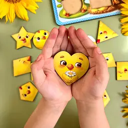 Дерев'яний пазл-вкладиш "Курчата" геометричні фігури Ubumblebees 1х31х23 см det0009902 - мініатюра 3