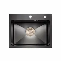 Мийка для кухні Platinum Handmade PVD чорна 500x450x220 (товщина 3,0/1,5 мм + корзина та дозатор в комплекті), Чорний