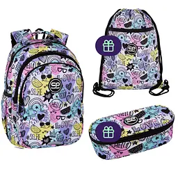 Рюкзак CoolPack Jerry Mood 19 л + Сумка для взуття CoolPack Vert Mood + Пенал на блискавці CoolPack Campus Mood з органайзером для ручок 23x9x5 см
