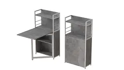 Стіл книжка з етажеркою Практик 1 Ferrum-decor 1200x640x990 Білий метал ДСП Бетон 16 мм (FRD-104624)