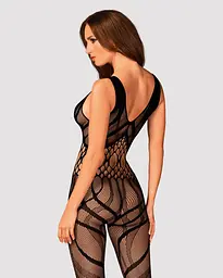 Сітчастий бодістокінг з вирізами та малюнком Obsessive Bodystocking G328 чорний комбінезон S/M/L - мініатюра 2