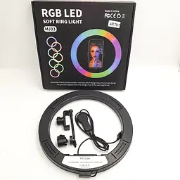 Кільцева LED лампа RGB 8 кольорів з тримачем телефону кільцеве світло 33см 14W RING LIGHT MJ33 (YR-330A) - мініатюра 7