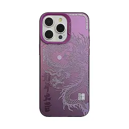 Чохол на iPhone 12 Pro глянцевий з драконом, захисний, Фіолетовий