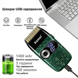 Електробритва бездротова Kemei KM-2027 / Професійний акумуляторний шейвер з дисплеєм - мініатюра 4