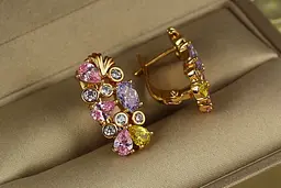 Сережки Xuping Jewelry Ріо із різнокольоровими каменями 2 см золотисті - мініатюра 3