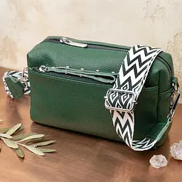 Шкіряна сумка зі стильним бігунком Vintage 22651 зелена