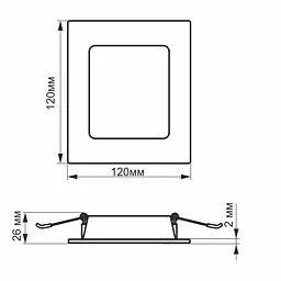 Вбудований світильник Videx LED Back квадрат 6W 5000K (VL-DLBS-065) - мініатюра 4