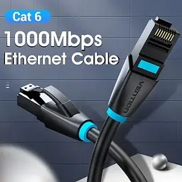 Патч-корд 1м, UTP cat 7 RJ-45 black Vention (IBKBF) - мініатюра 2
