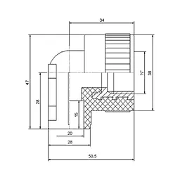 Кутник настінний PPR Blue Ocean 20х1/2", 90 ° ВР SD00010040
