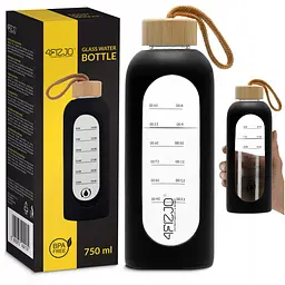 Пляшка для води спортивна 4FIZJO 750 мл скляна Black (P-5905973404174) - мініатюра 1