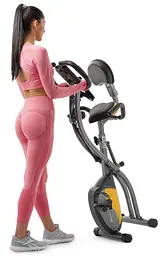 Велотренажер магнітний Hop-Sport HS-3010X Grix X-Bike з еспандерами сіро-жовтий - мініатюра 3