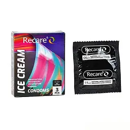 Презервативы Holographic Recare Ice Cream Big Dotted Condoms 3 шт, с пузырьками, аромат: мороженое