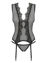 Корсет і стрінги Obsessive Meshlove L/XL чорний - мініатюра 5
