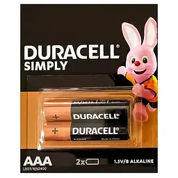 Батарейка Duracell ААА LR03 MN2400, 2 шт. (177449695)