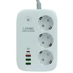 Сетевой фильтр LDNIO SEW3452 удлинитель 3 розетки 3 USB 1 Type-C WiFi управление белый